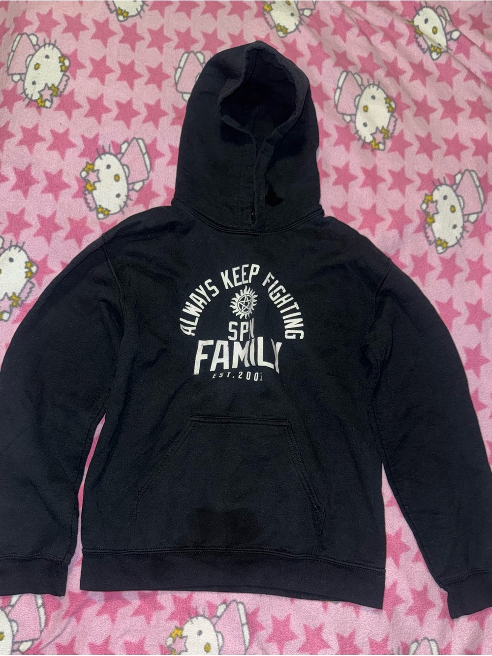 Black Supernatural hoodie always keep fighting spn family EST. 2005